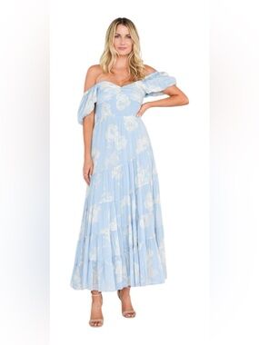 Free People Sundrenched Floral Maxi Dress Blue White Size Medium